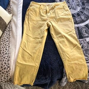 Loft Yellow Cropped Pants with raw hem